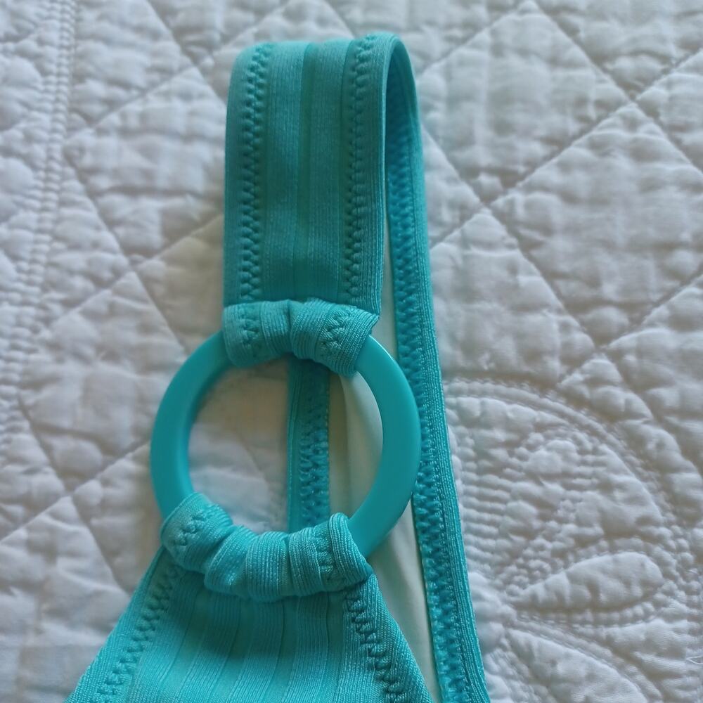 Solid & Striped The Elle Ring Ribbed Bikini Greek Blue Small NWT - Picture 4 of 8